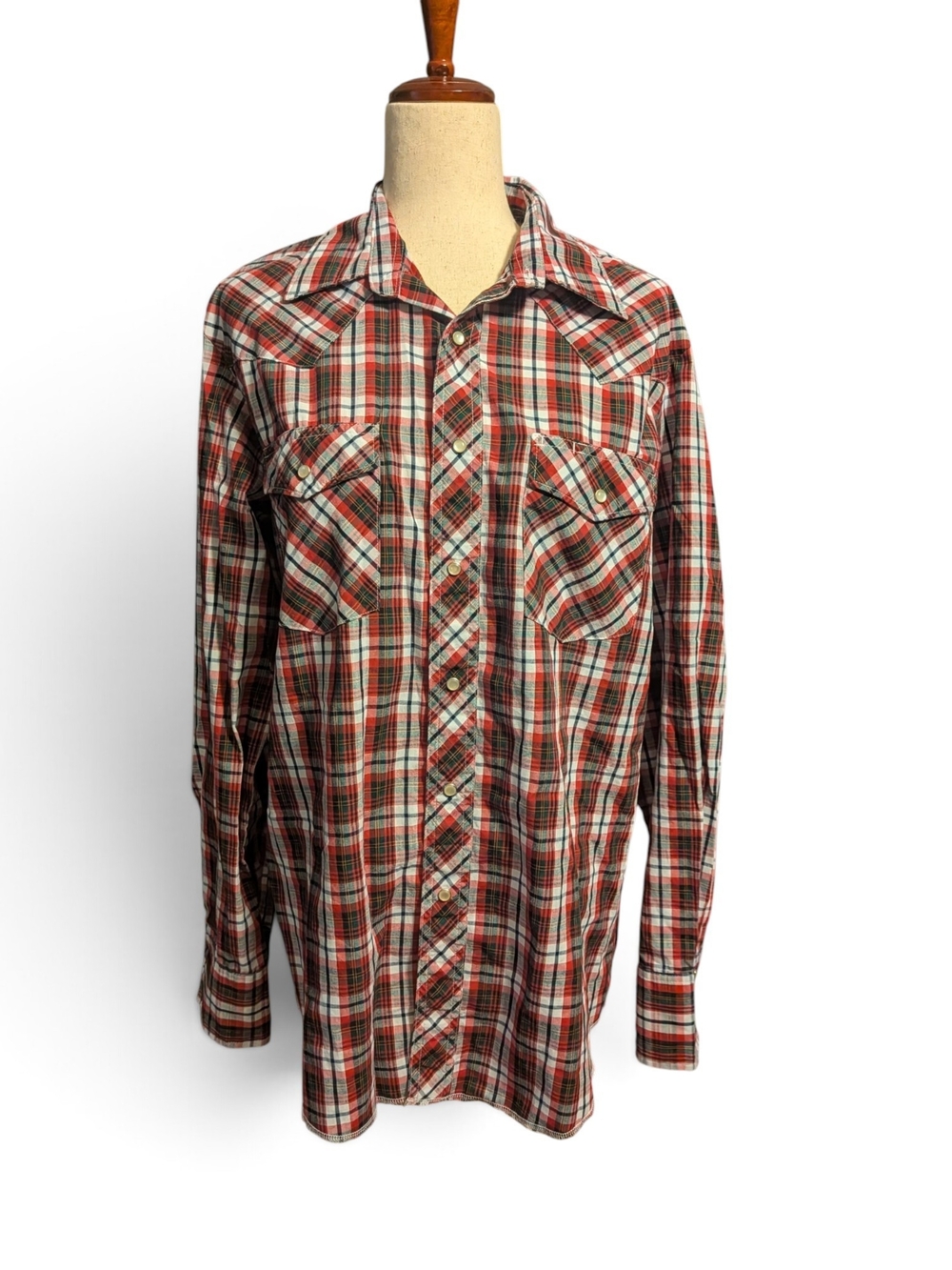 Wrangler Men’s Red & Green Plaid Jeans Shirt